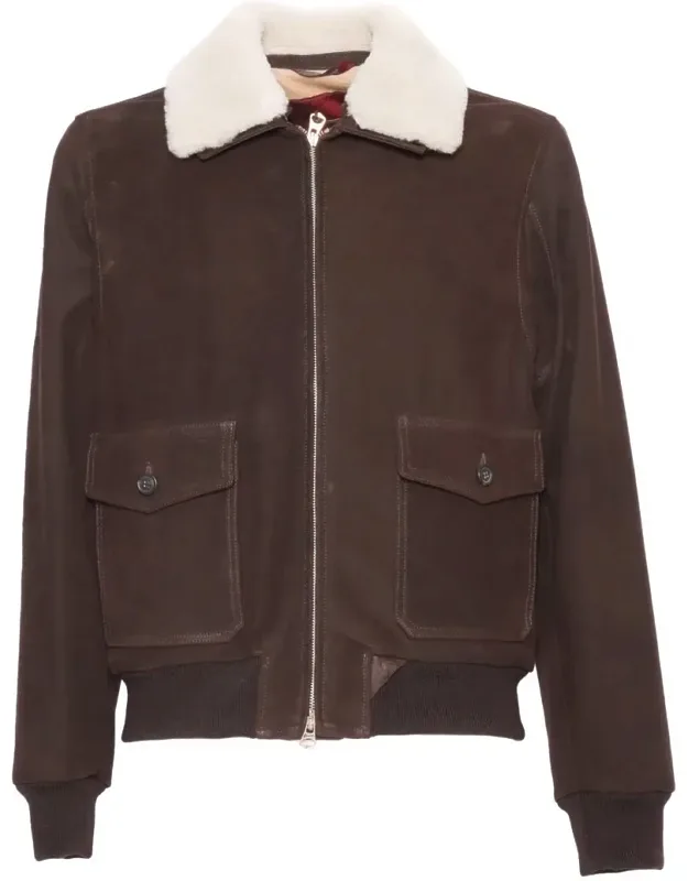 Jacket Chevrette Leather With Removable Real Shearling Collar