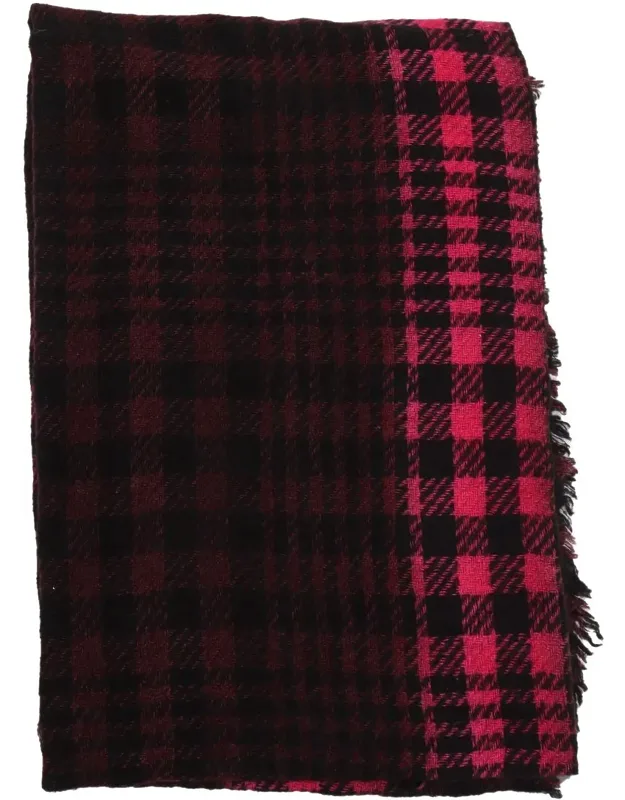 Marlita Scarf In Wool, Silk And Cashmere Blend, Tartan Design, Fringed Edges