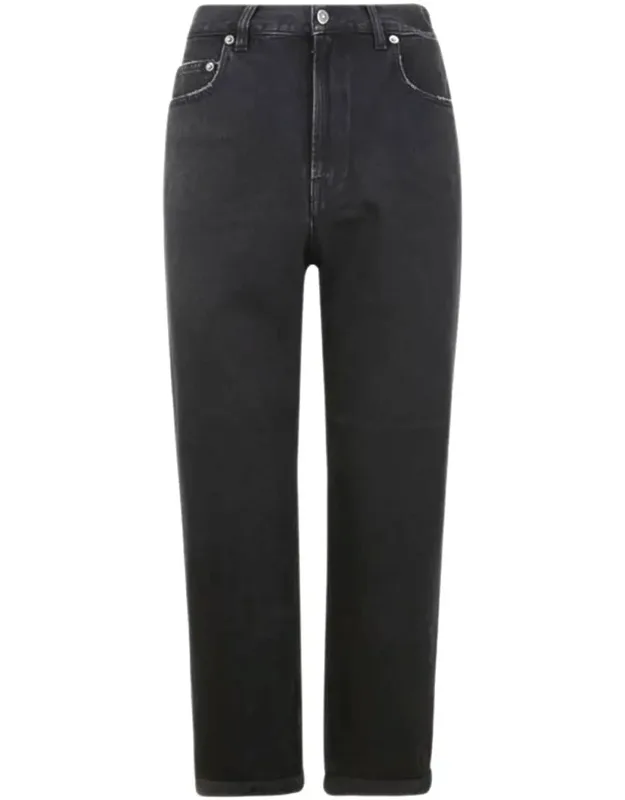 Jeans With Decorative Studs And Flared Hemline