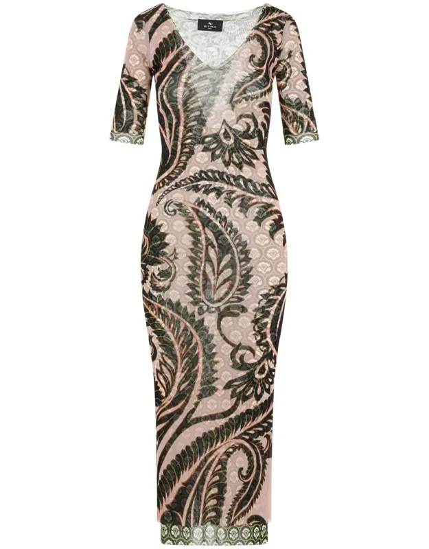 Dress With Semi-transparent Tech Fabric And V-neckline
