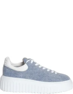 H-stripe Sneakers With Platform Sole And Contrasting Laces