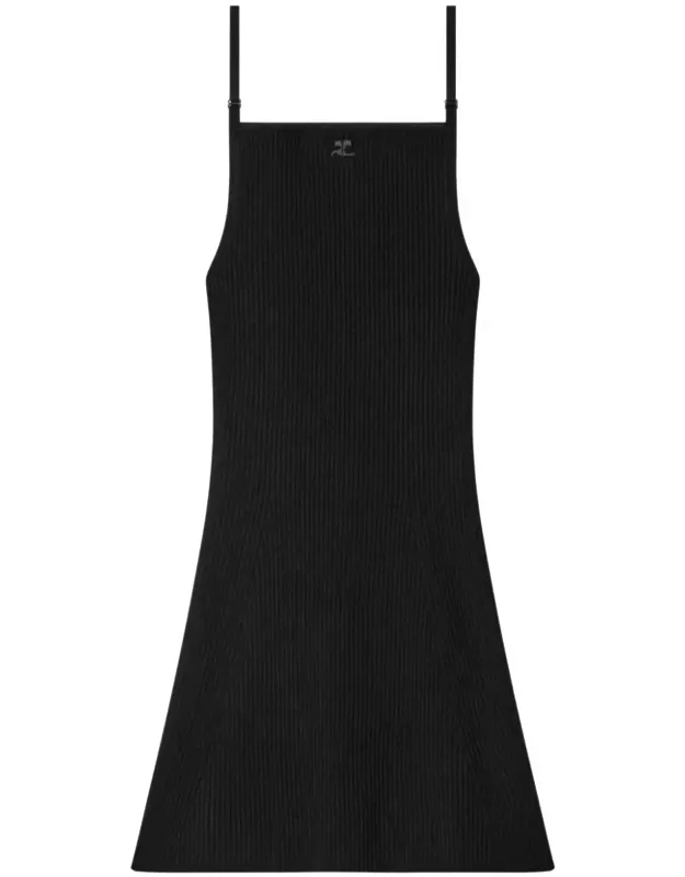 Ribbed Viscose Dress With Embroidered Logo