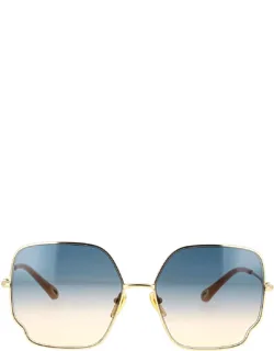 Chloé Gold Shaded Square Metal Sunglasses