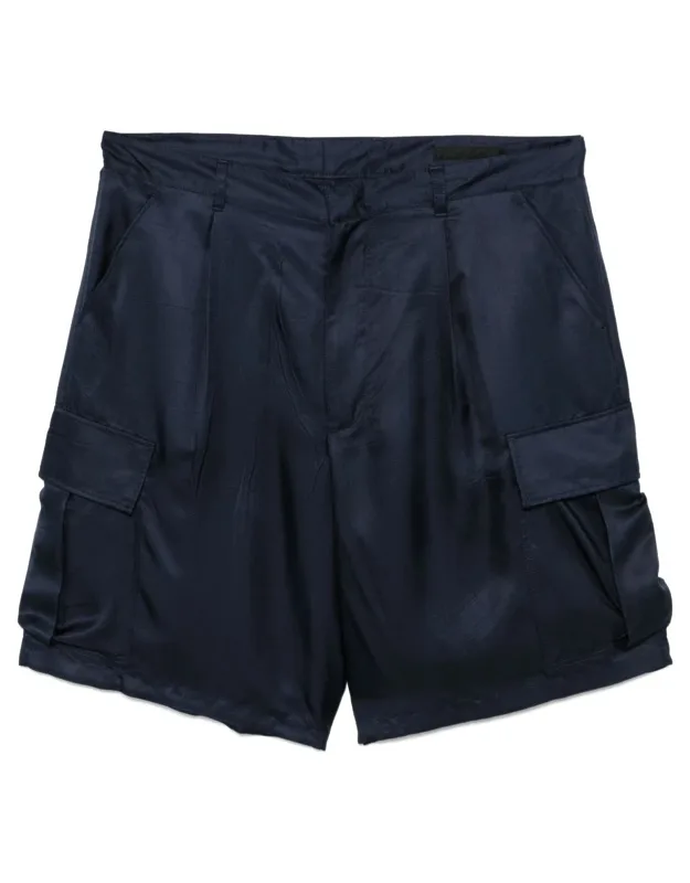 Silk Cargo Shorts With Hook And Zip Fly Fastening