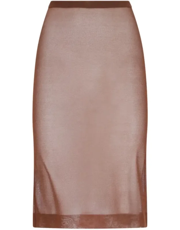 Sheer Silk Knitted Pencil Skirt