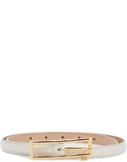 Slim Leather Belt With Logo Charm 1.5cm