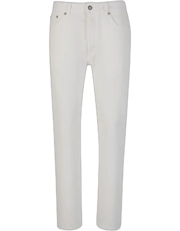 Palm Angels Monogram Straight Jeans; Regular Fit, Cotton Twill