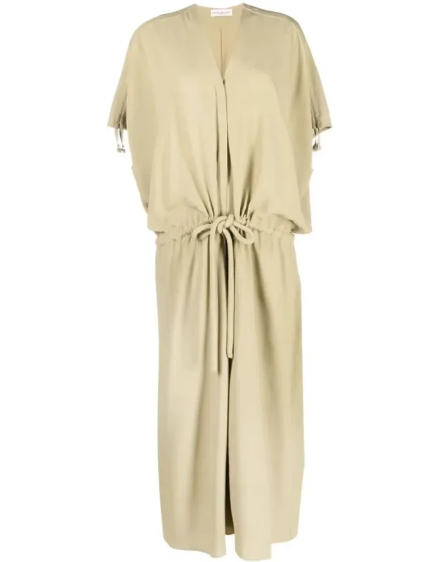 Silk-crepe Gather Dress