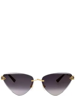 Cartier Sunglasses Gold Grey Shaded Cat-eye Metal
