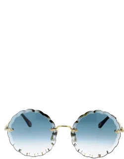 Chloé Gold Blue Shaded Round Metal Sunglasses