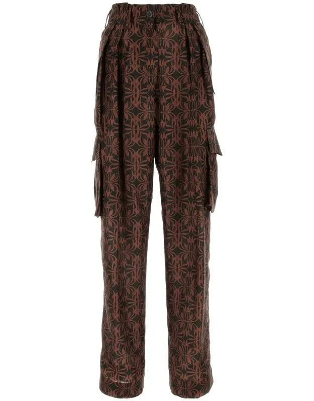 Polkar Silk Pants With High Waist And Cargo Pockets