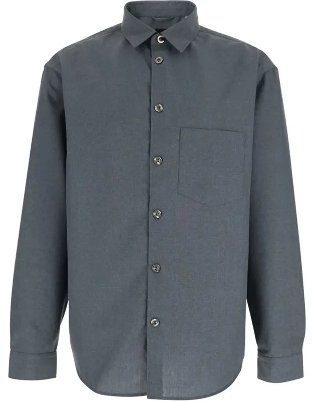 Shirt With Classic Collar In Virgin Wool Blend