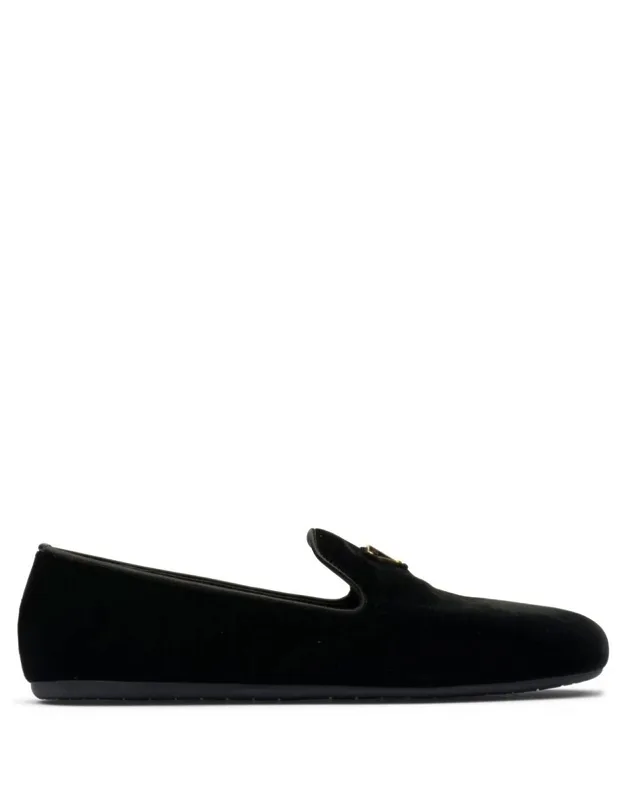 Velvet Loafers With Triangle Logo
