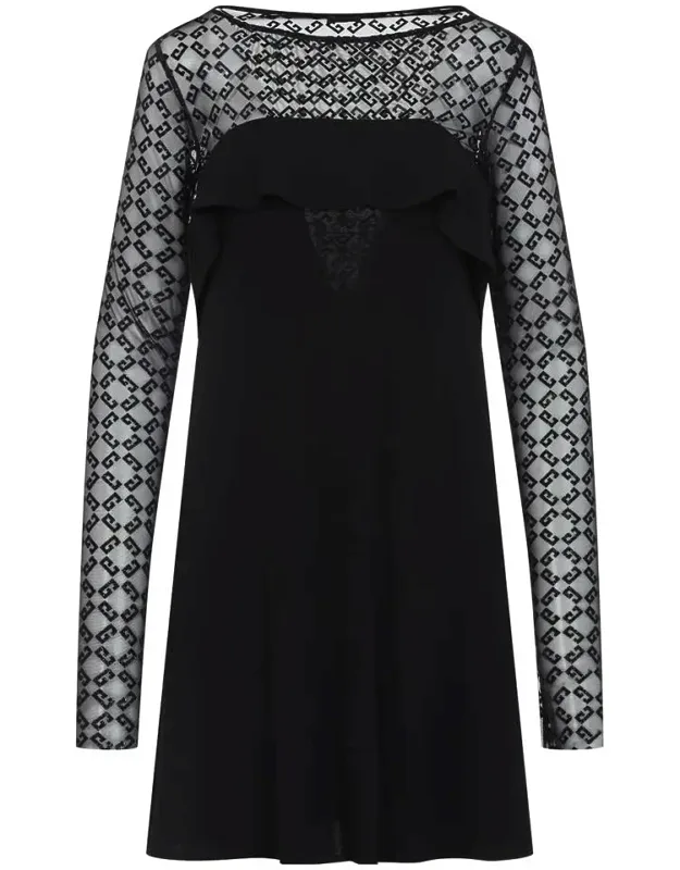 Dress With Tulle Fabric And Integrated Bodysuit