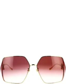 Eyewear Sunglasses Gold Shaded Square Metal