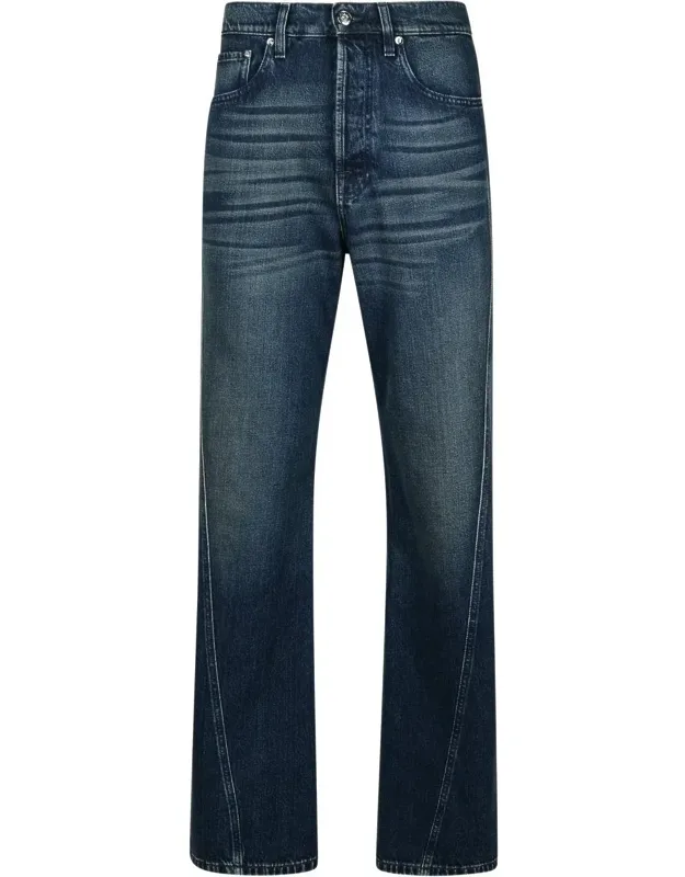 _lanvin Blue Denim Jeans With Belt Loops And Button Closure_