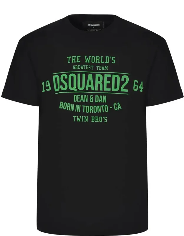 T-shirt And Polo With Ribbed Crewneck And Contrasting Green Logo