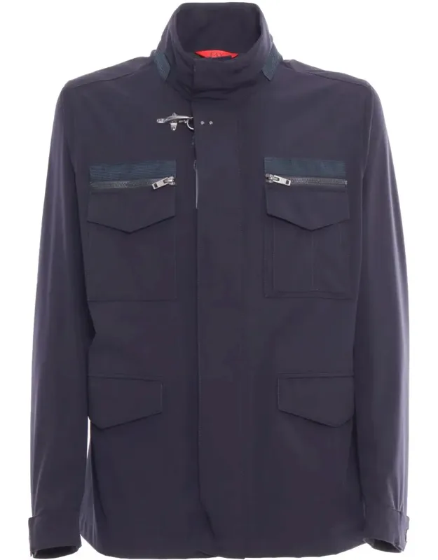 Jacket With High Collar And Patch Pockets
