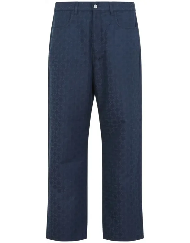 Pants Crafted In Cotton And Polyester Blend, Front Concealing Zipped Fastening.