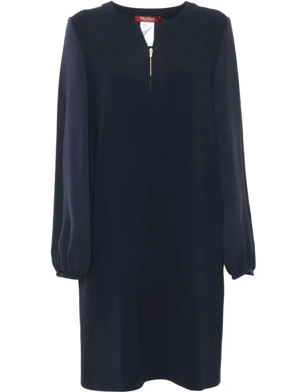 Midi Dress With Zip Neckline And Loose Fit