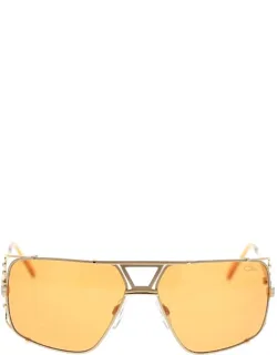 Cazal Sunglasses Gold Brown Square Metal