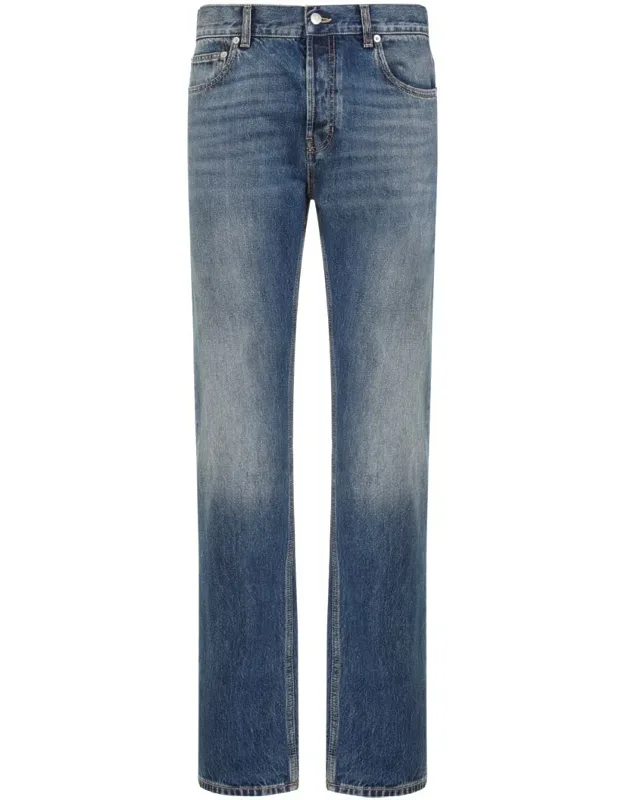 Jeans With 5-pockets Design And Straight Leg