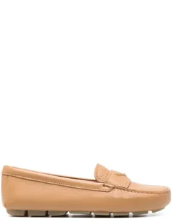 Triangle-logo Leather Driving Loafers