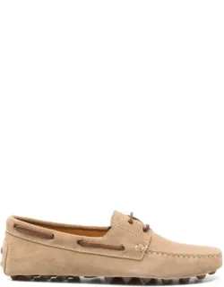 Suede Gommino Bubble Lace-up Boat Loafers