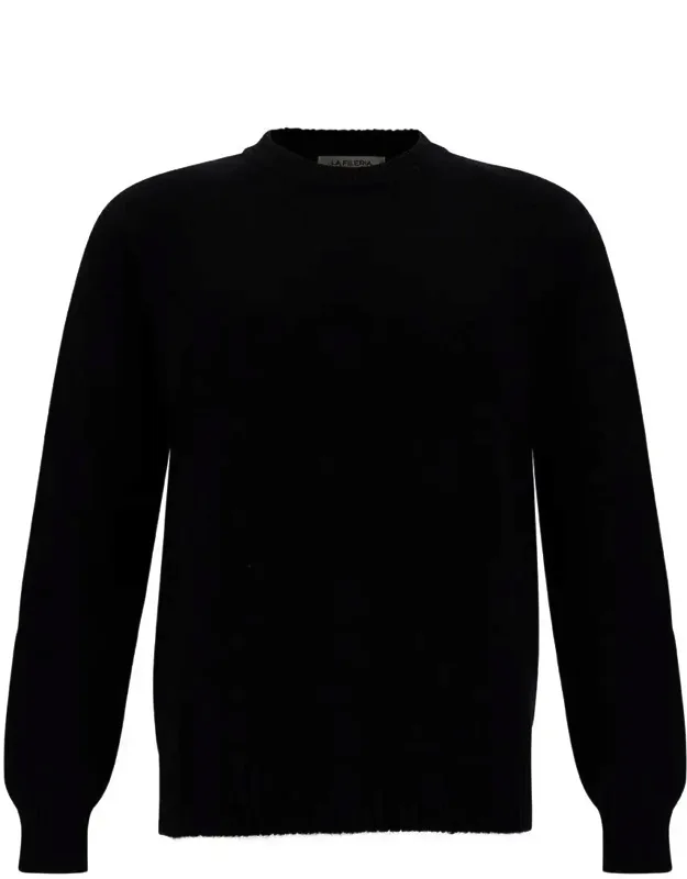 Crewneck Sweater With Ribbed Trims In Cashmere And Wool