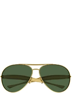 Sunglasses Gold Green Aviator Metal 64mm Lens Width