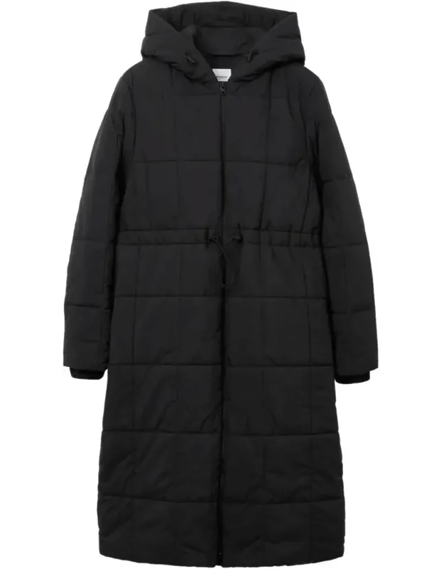 Quilted Hooded Long-sleeve Coat