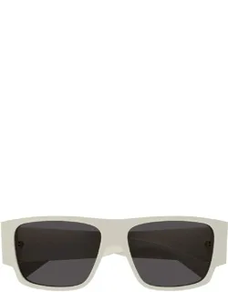 Sunglasses White Gray Rectangle Acetate 57 Mm Lens Width, 15 Mm Bridge Length