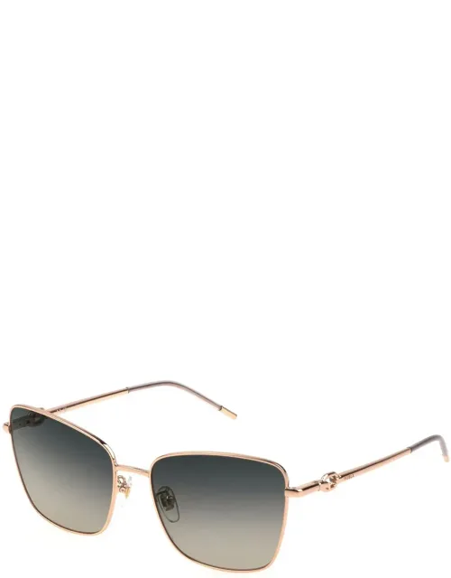 Sunglasses Gold Grey Shaded Square Metal 58mm Lens Width, 17mm Bridge Length