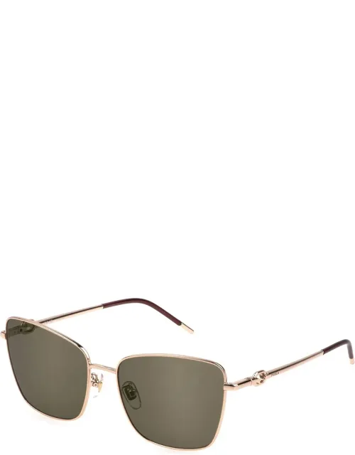 Sunglasses Gold Brown Square Metal 58mm Lens Width, 17mm Bridge Length