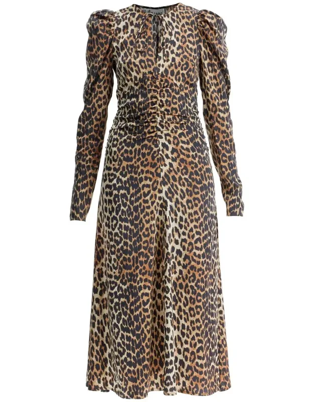 Animal Print Satin Midi Dress