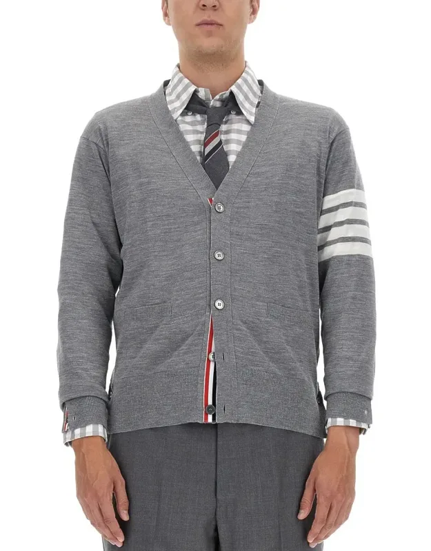 4bar Stripe Cardigan In Virgin Wool