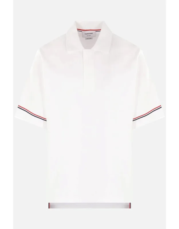 Thom Browne Polo Shirt With Striped Trims And Longer Back Hem