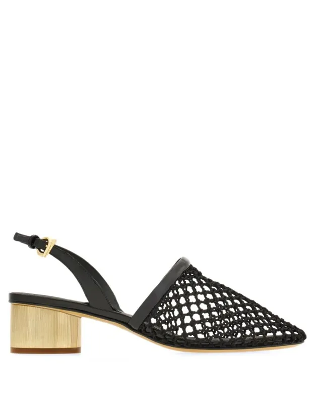 Mesh And Leather Slingback Shoes