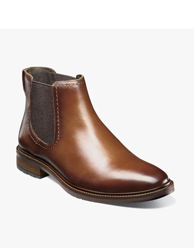 Florsheim Shoes Forge Plain Toe Gore Boot Stacked Heel Sleek Silhouette