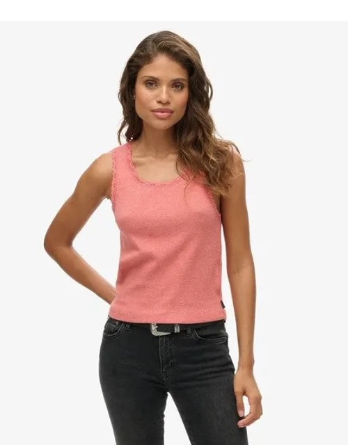Superdry Athletic Essentials Lace Trim Vest Top With Ribbed Material And Slim Fit