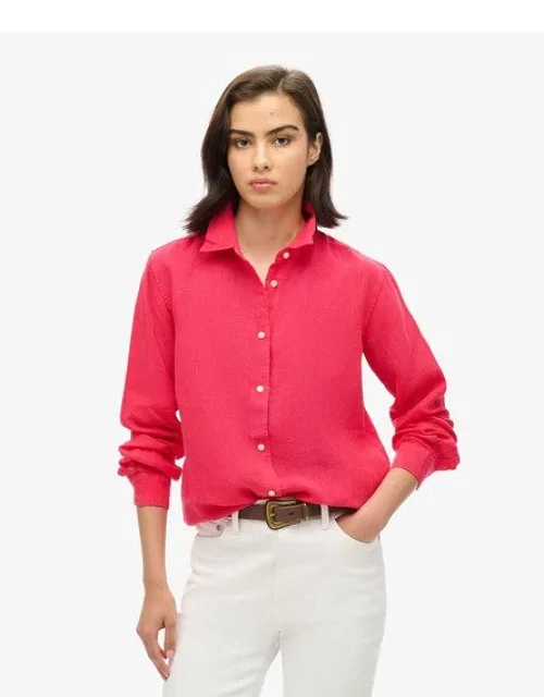 Superdry Casual Linen Boyfriend Shirt With Loose Fit And Button Fastening