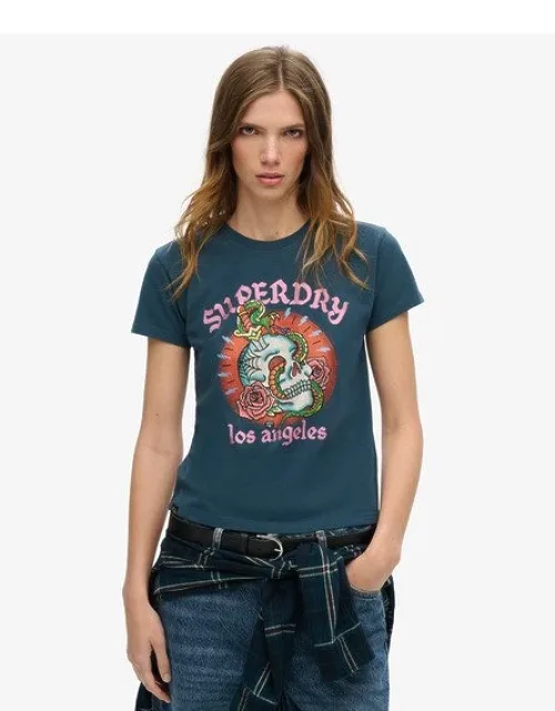 Tattoo Rhinestone Fitted T-shirt