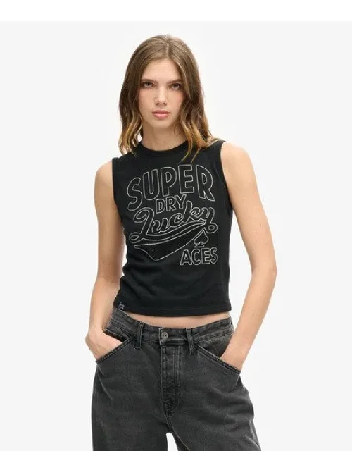 Retro Embellished Slim Vest Top