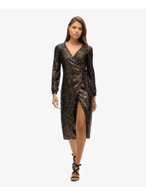 Sequin Wrap Maxi Dress