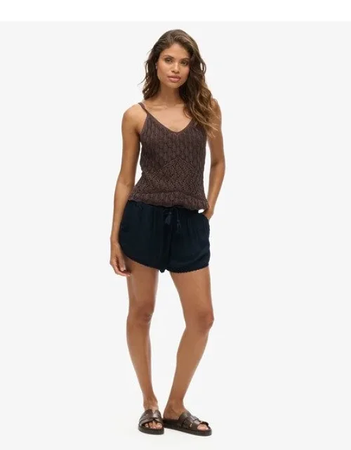 Superdry Beach Shorts With Relaxed Fit And Smocked Waist