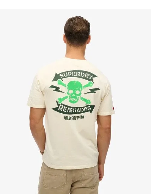 Lo-fi Punk Graphic Loose T-shirt - Ribbed Crew Neck, Printed Logo Graphic