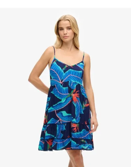 Mini Cami Beach Dress With Adjustable Spaghetti Straps And Lace Detailing