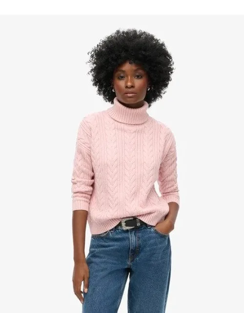 Drop Shoulder Cable Roll Neck Jumper