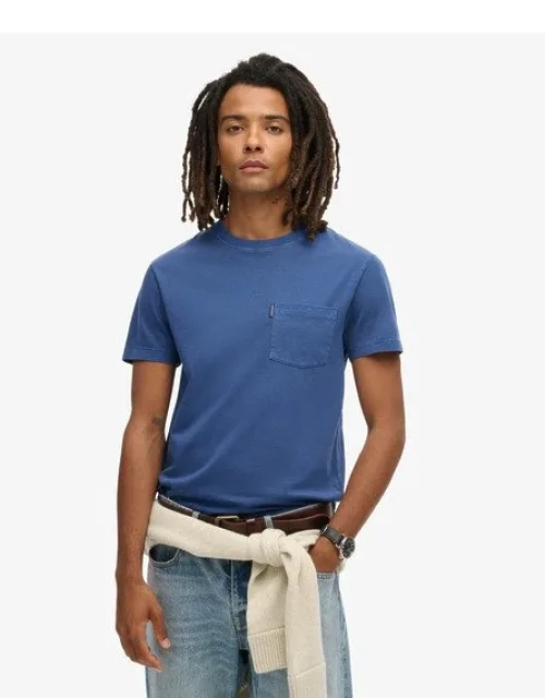 Essential Washed Pocket T-shirt With Relaxed Fit And Ribbed Crew Neck