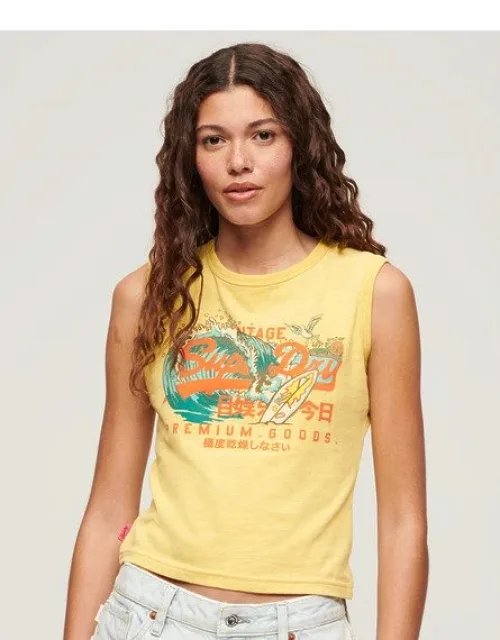 La Vintage Logo Graphic Slim Vest Top